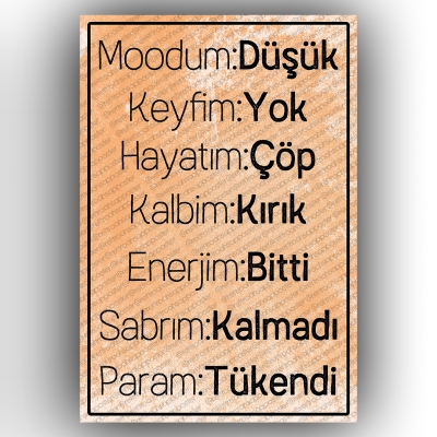 Modum düşük... . Ahşap Retro Poster
