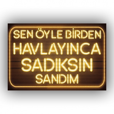 Sen Öyle Birden Havlayınca... Ahşap Retro Poster