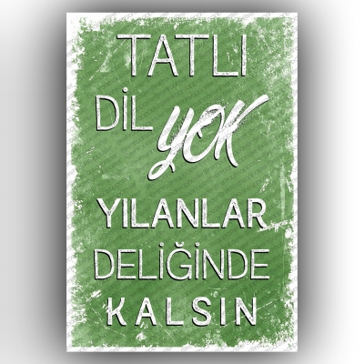 Tatlı Dil Yok Ahşap Retro Poster