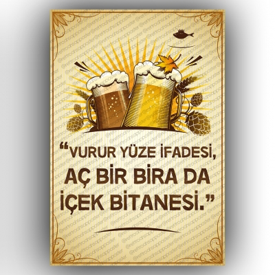 Vurur Yüze İfadesi... Ahşap Retro Poster