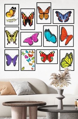 12 Parça Mdf Tablo Seti 20*30 cm Kelebek