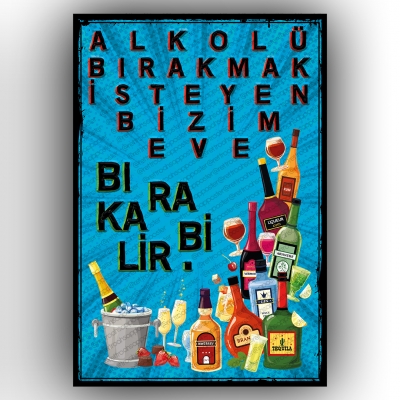 Alkolü Bırakmak İsteyen...  Ahşap Retro Vintage Poster 