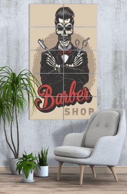Barber Shop  10  Parçalı Ahşap Mdf Tablo Seti
