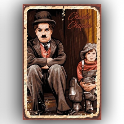 Charlie Chaplin Ahşap Retro Vintage Poster 