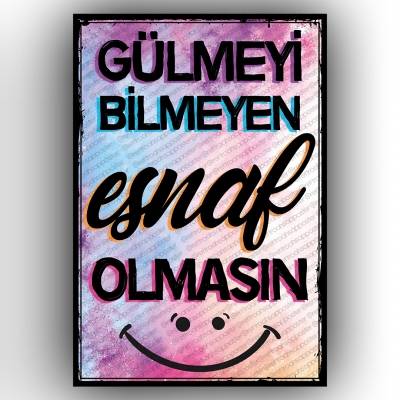 Gülmeyi Bilmeyen Esnaf Olmasın Ahşap Retro Poster