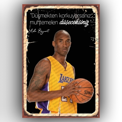 Kobe Bryant Ahşap Retro Poster
