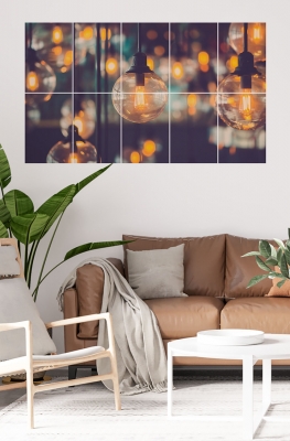 Loş Işık 10  Parçalı Ahşap Mdf Tablo Seti
