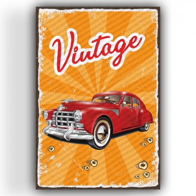 Vintage Auto Ahşap Retro Poster