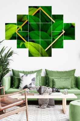 Yeşiller 12 Parçalı Ahşap Mdf Tablo Seti