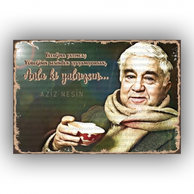 Aziz Nesina Ahşap Poster