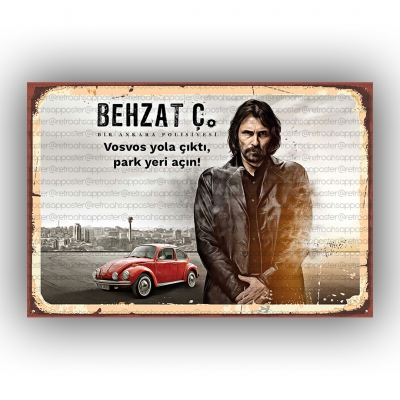 Behzat Ç. Retro Ahşap Poster