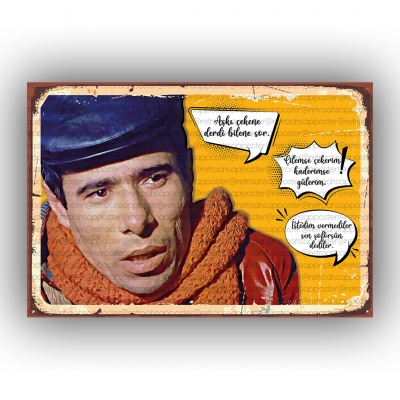 Çiçek Abbas Yeşilçam Ahşap Retro Poster