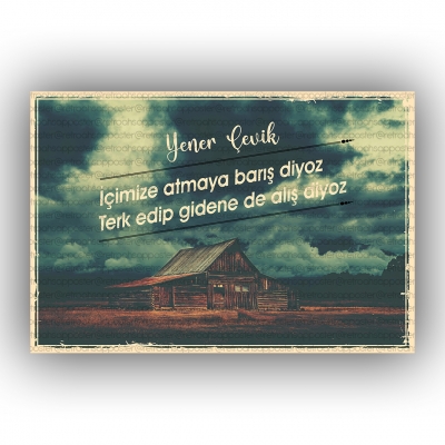 Yener Çevik Ahşap Retro Vintage Poster 