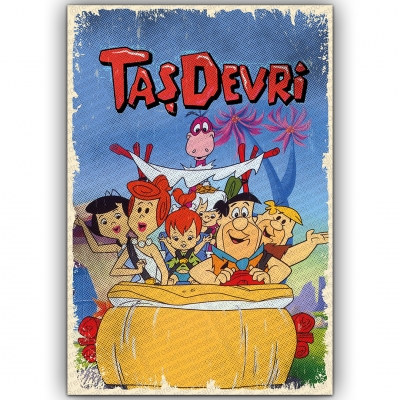 Taş Devri Ahşap Retro Poster