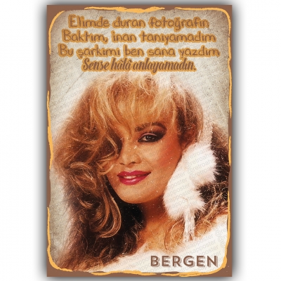 Bergen Elimde duran fotoğrafın baktım inan tanıyamadım Ahşap Retro Poster