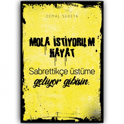 Mola İstiyorum Hayat sebrettikçe üzerime geiyor gibisin. Ahşap Retro Poster