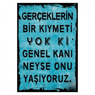 Gerçeklerin bir kıymeti yok ki genel kanı neyse onu yaşıyoruz Ahşap Retro Poster