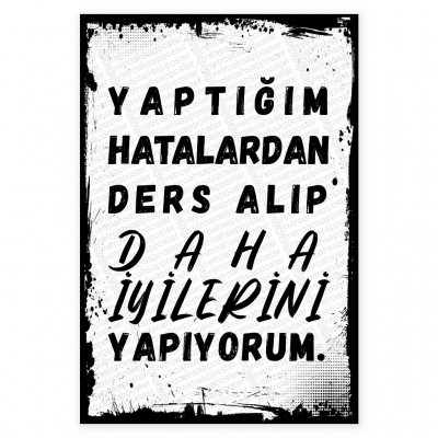 Yaptığım hatalardan ders alıp daha iyilerini yapıyorumAhşap Retro Poster