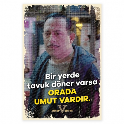 Bir yerde Tavuk Döner Varsa Orada Umut Vardır Cem YılmazAhşap Retro Poster