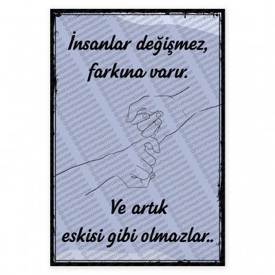 İnsanlar Değişmez Farkına Varır Ahşap Retro Poster