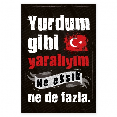 Yurdum gibi yaralıyım ne eksik nede fazla Ahşap Retro Poster