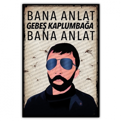 Bana anlat gebeş kaplumbağa Ahşap Retro Poster