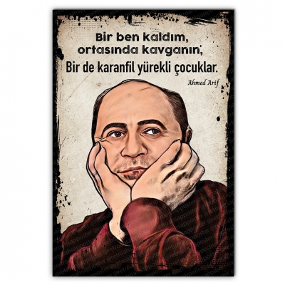 Bir ben kaldım ortasında kavganın Ahşap Retro Poster