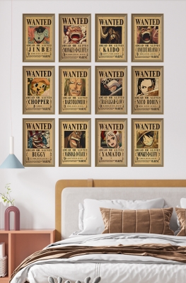 wanted temalı 12 Parça Mdf Ahşap Tablo Seti 20*30 cm 