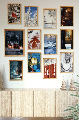 Doğa Kış temalı 12 Parça Ahşap Mdf Tablo Seti 20*30 ve 30*40 cm