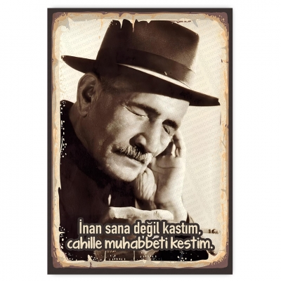 AŞIK VEYSEL Ahşap Retro Poster