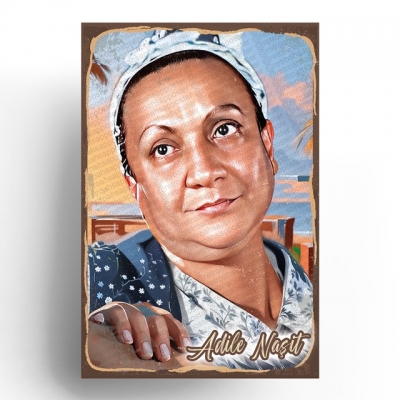 Adile Naşit Yeşilçam Ahşap Retro Vintage Poster 