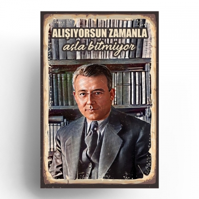 Sabahattin Ali Ahşap Retro Vintage Poster 