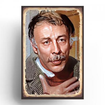 Münir Özkul Yeşilçam Ahşap Retro Vintage Poster 