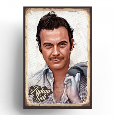 Ayhan Işık Yeşilçam Ahşap Retro Vintage Poster 