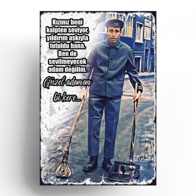 Kemal Sunal Yeşilçam Ahşap Retro Poster