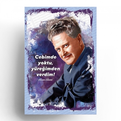 Nazım Hikmet Ahşap Retro Poster