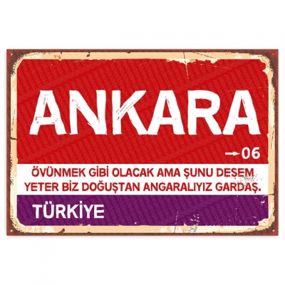 Ankara Retro Şehir Tabelası- ahşap retro poster