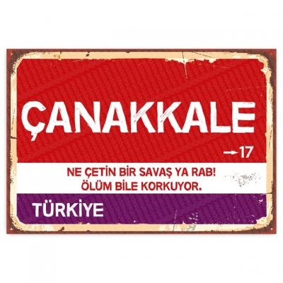 Çanakkale Retro Şehir Tabelası- ahşap retro poster