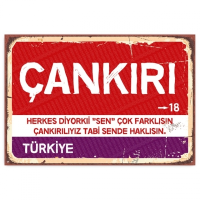 Çankırı Retro Şehir Tabelası- ahşap retro poster
