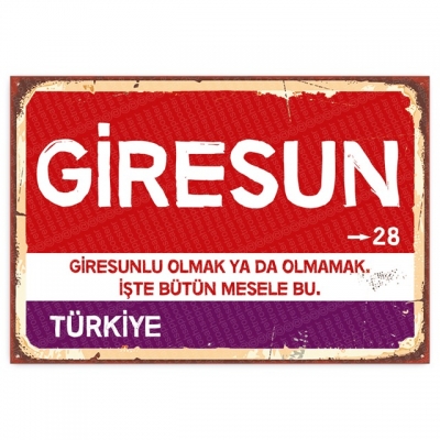 Giresun Retro Şehir Tabelası- ahşap retro poster