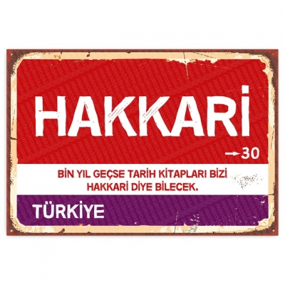 Hakkari Retro Şehir Tabelası- ahşap retro poster