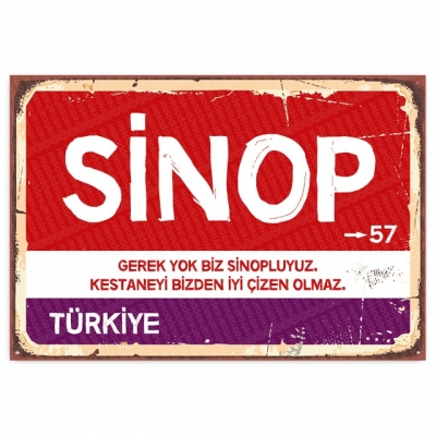 Sinop Retro Şehir Tabelası- ahşap retro poster