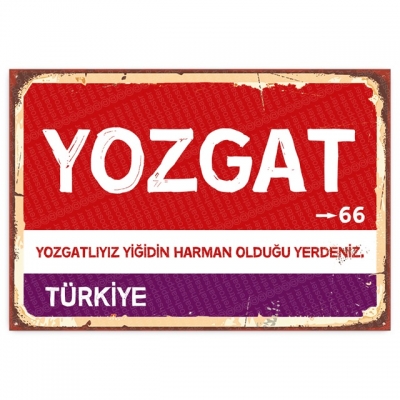 Yozgat Retro Şehir Tabelası- ahşap retro poster