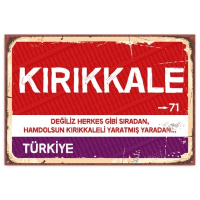 Kırıkkale Retro Şehir Tabelası- ahşap retro poster