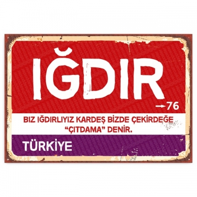 Iğdır Retro Şehir Tabelası- ahşap retro poster