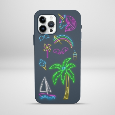Neon Tatil Simgeleri Lansman Telefon Kılıfı