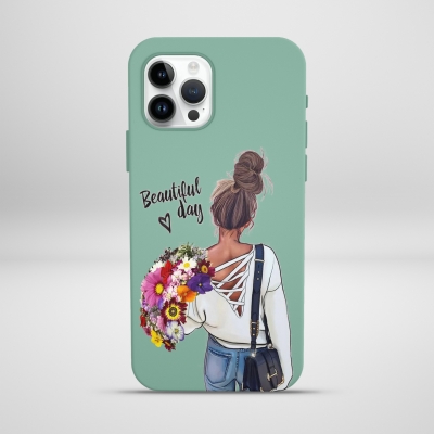 Güzel bir gün Çiçekli Kız Lansman Telefon Kılıfı