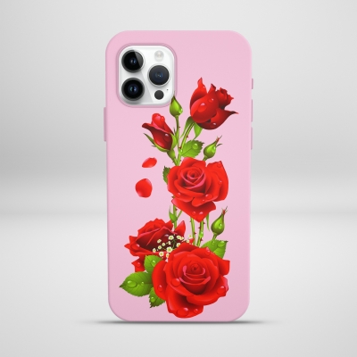 Kırmızı Gül Desenleri su damlalı Lansman Telefon Kılıfı