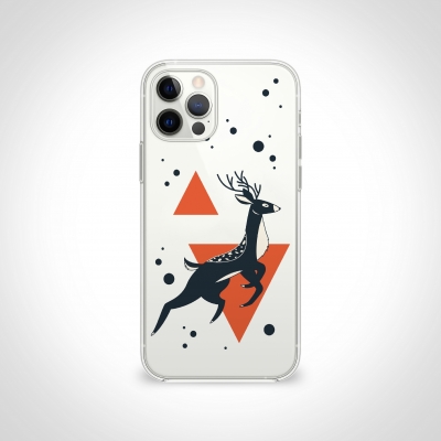Geyik Desenli Şeffaf Telefon Kılıfı