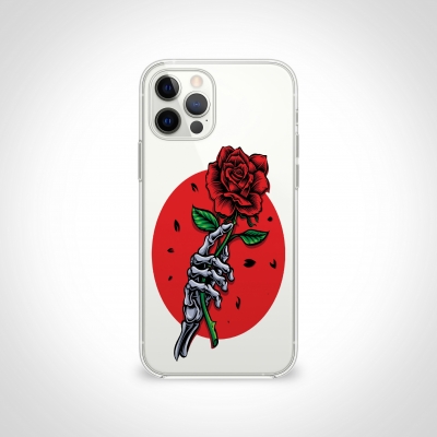 kırmızı GülŞeffaf Telefon Kılıfı